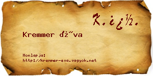Kremmer Éva névjegykártya