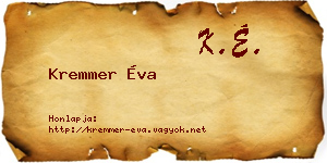 Kremmer Éva névjegykártya